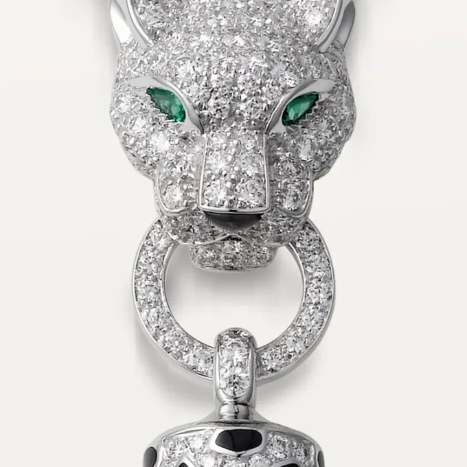 Panthere De Cartier-halsband – vitguld, svart lack, smaragder, onyx, diamanter – Cartier Panthere De Cartier-halsband – vitguld, svart lack, smaragder, onyx, diamanter – Cartier