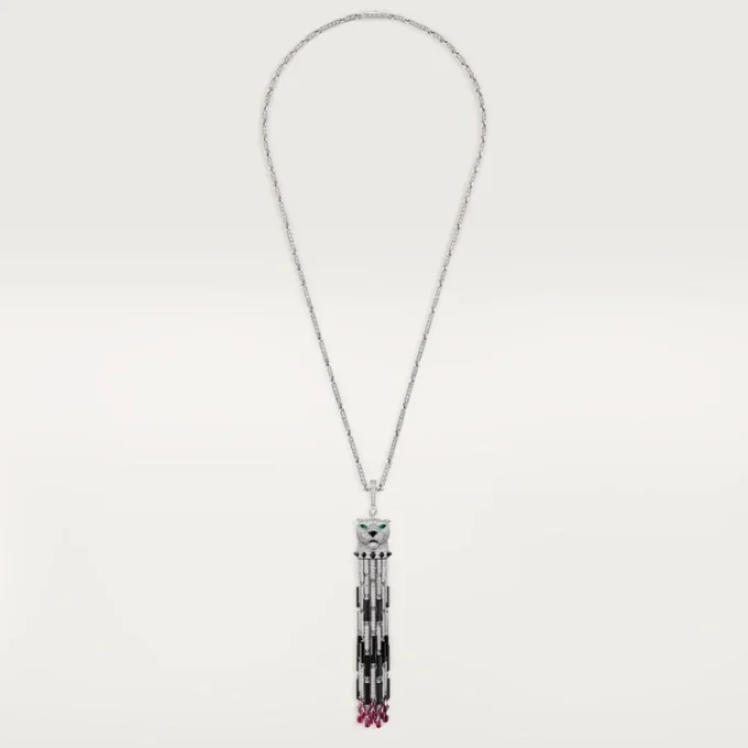 Panthere De Cartier långt halsband, rubin, multi-wear, stor modell, pavé Panthere De Cartier långt halsband, rubin, multi-wear, stor modell, pavé