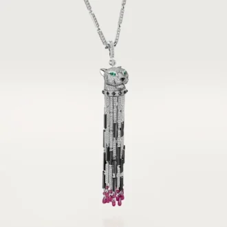 Panthere De Cartier långt halsband, rubin, multi-wear, stor modell, pavé