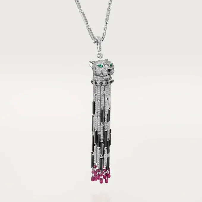 Panthere De Cartier långt halsband, rubin, multi-wear, stor modell, pavé Panthere De Cartier långt halsband, rubin, multi-wear, stor modell, pavé