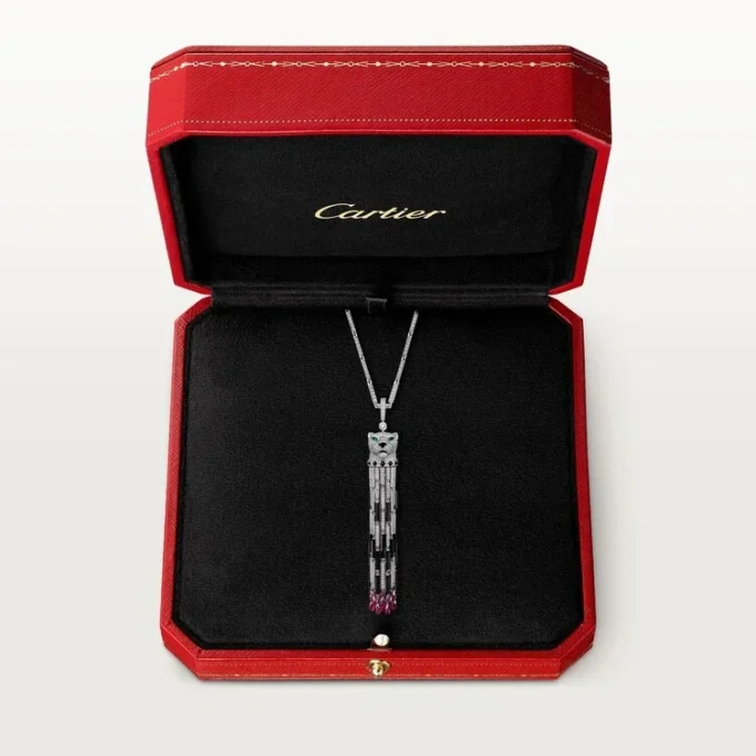 Panthere De Cartier långt halsband, rubin, multi-wear, stor modell, pavé Panthere De Cartier långt halsband, rubin, multi-wear, stor modell, pavé