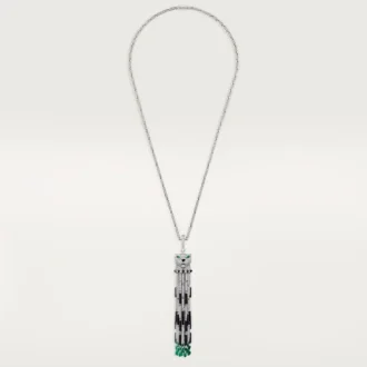 Panthere De Cartier långt halsband, smaragd, multi-wear, stor modell, pavé