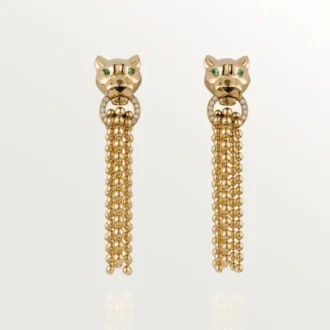 Panthere De Cartier-örhängen – Gult guld, diamanter, tsavoritgranater, onyx – Cartier Panthere De Cartier-örhängen – Gult guld, diamanter, tsavoritgranater, onyx – Cartier