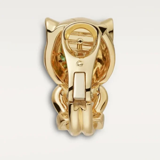 Panthere De Cartier-örhängen – gult guld, lack, diamanter, tsavoritgranater, onyx – Cartier Panthere De Cartier-örhängen – gult guld, lack, diamanter, tsavoritgranater, onyx – Cartier