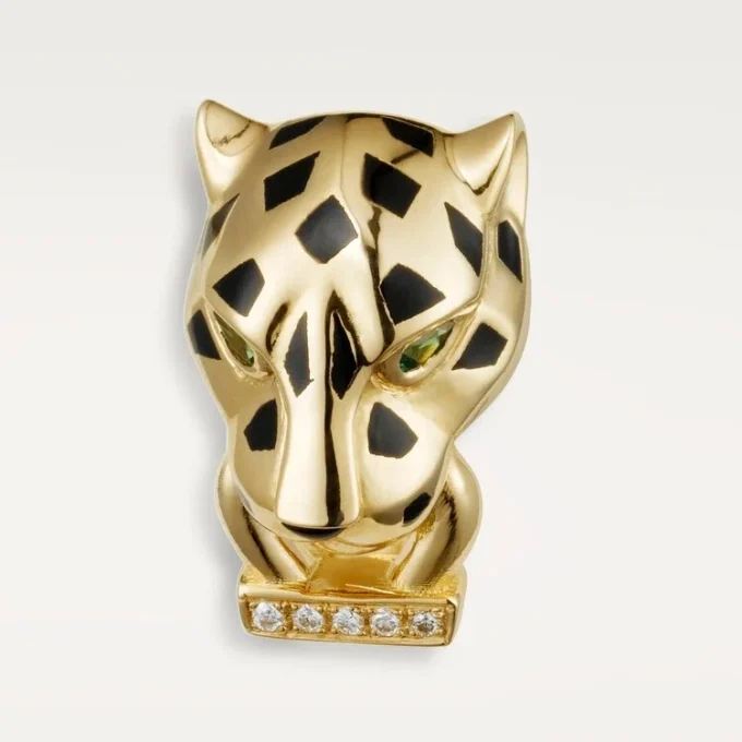 Panthere De Cartier-örhängen – gult guld, lack, diamanter, tsavoritgranater, onyx – Cartier Panthere De Cartier-örhängen – gult guld, lack, diamanter, tsavoritgranater, onyx – Cartier