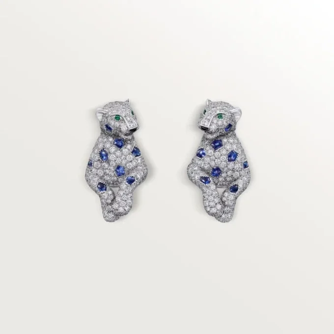 Panthere De Cartier-örhängen, safirer, pavé Panthere De Cartier-örhängen, safirer, pavé