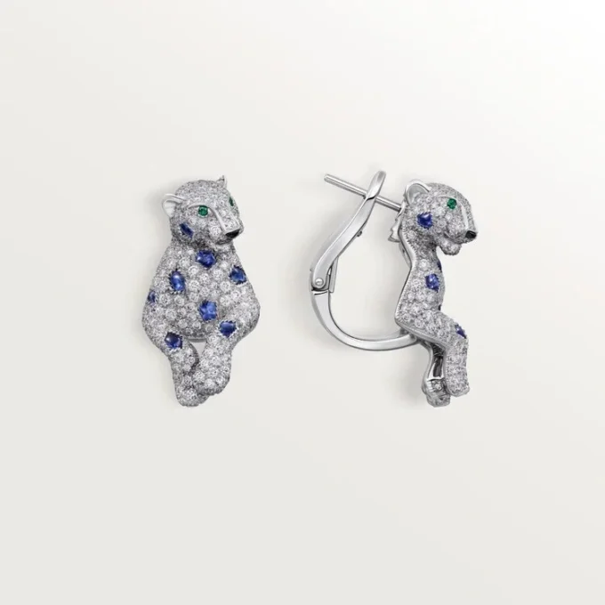 Panthere De Cartier-örhängen, safirer, pavé Panthere De Cartier-örhängen, safirer, pavé