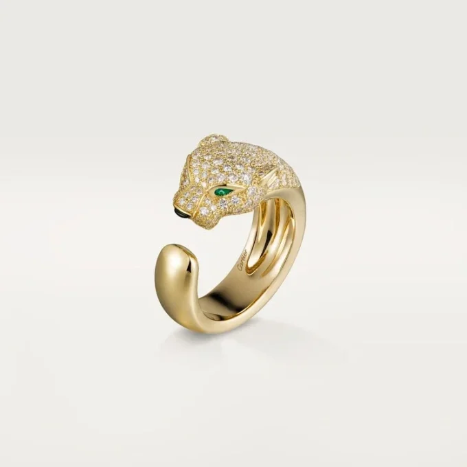 Panthere De Cartier-ring – gult guld, diamanter, smaragder, onyx – Cartier Panthere De Cartier-ring – gult guld, diamanter, smaragder, onyx – Cartier