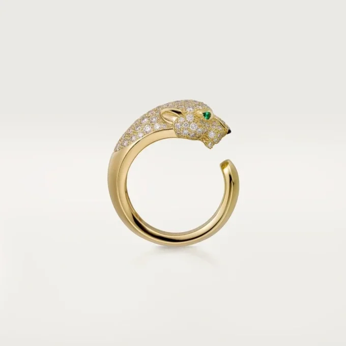 Panthere De Cartier-ring – gult guld, diamanter, smaragder, onyx – Cartier Panthere De Cartier-ring – gult guld, diamanter, smaragder, onyx – Cartier