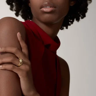 Panthere De Cartier-ring – gult guld, lack, diamanter, tsavoritgranat – Cartier