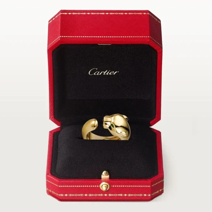 Panthere De Cartier-ring – gult guld, onyx, tsavoritgranat – Cartier