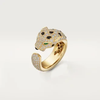 Panthere De Cartier-ring – gult guld, smaragder, onyx, diamanter – Cartier