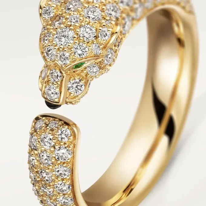 Panthere De Cartier-ring – gult guld, smaragder, onyx, diamanter – Cartier Panthere De Cartier-ring – gult guld, smaragder, onyx, diamanter – Cartier