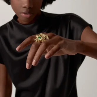 Panthere De Cartier-ring – gult guld, tsavoritgranater, onyx – Cartier