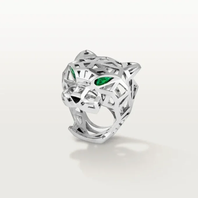 Panthere De Cartier-ring – icke-rodierat vitguld, tsavoritgranater, onyx – Cartier Panthere De Cartier-ring – icke-rodierat vitguld, tsavoritgranater, onyx – Cartier