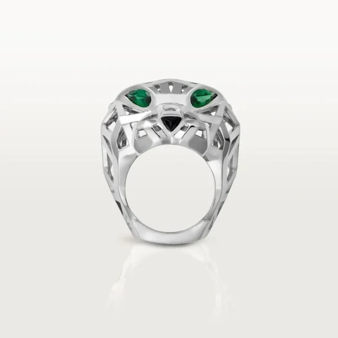 Panthere De Cartier-ring – icke-rodierat vitguld, tsavoritgranater, onyx – Cartier Panthere De Cartier-ring – icke-rodierat vitguld, tsavoritgranater, onyx – Cartier