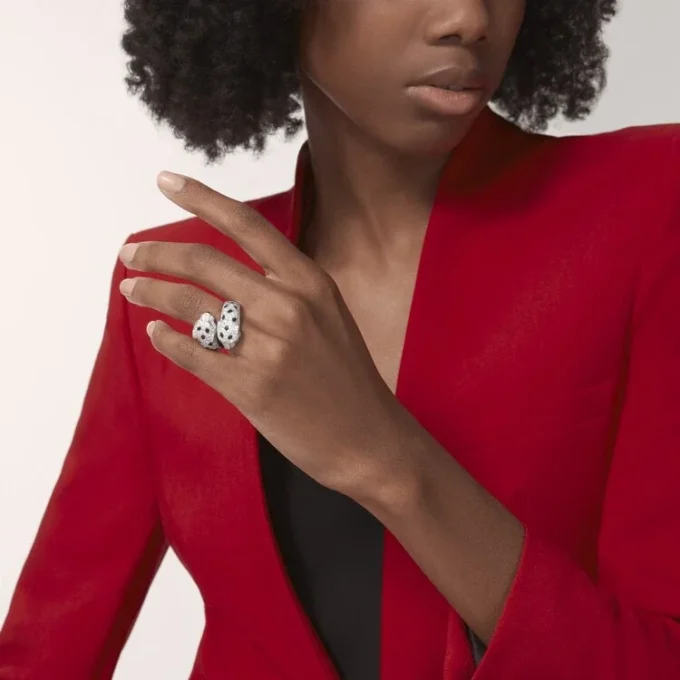 Panthere De Cartier-ring, ledad, pavé Panthere De Cartier-ring, ledad, pavé