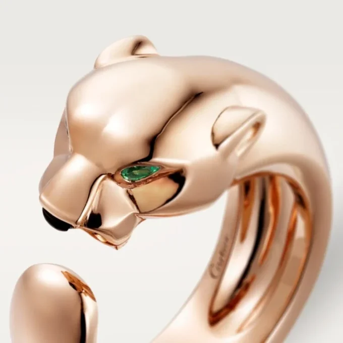 Panthere De Cartier-ring – rosa guld, tsavoritgranater, onyx – Cartier