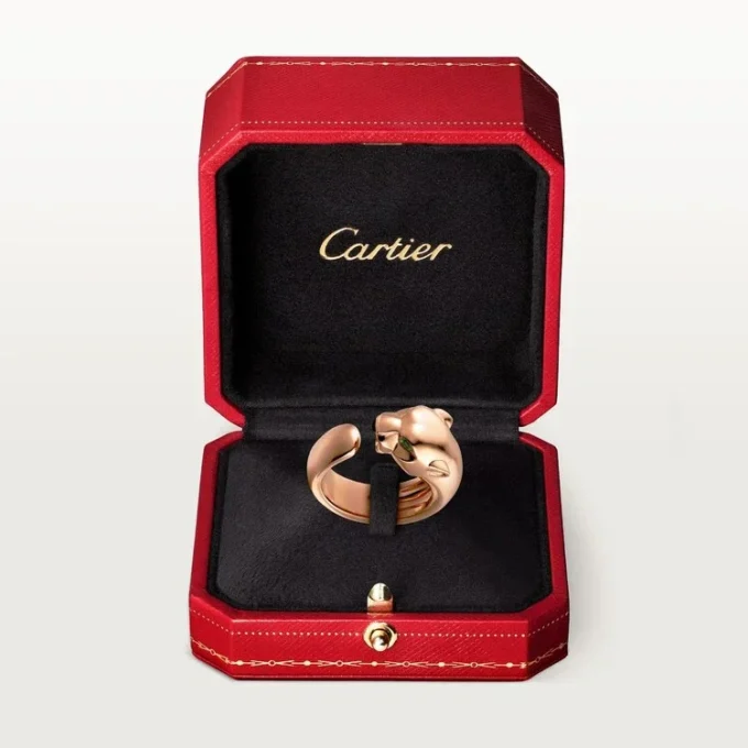 Panthere De Cartier-ring – rosa guld, tsavoritgranater, onyx – Cartier