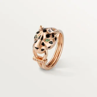 Panthere De Cartier-ring – rosa guld, tsavoritgranater, onyx, svart lack, diamanter – Cartier Panthere De Cartier-ring – rosa guld, tsavoritgranater, onyx, svart lack, diamanter – Cartier