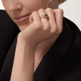 Panthere De Cartier-ring – rosa guld, tsavoritgranater, onyx, svart lack, diamanter – Cartier Panthere De Cartier-ring – rosa guld, tsavoritgranater, onyx, svart lack, diamanter – Cartier