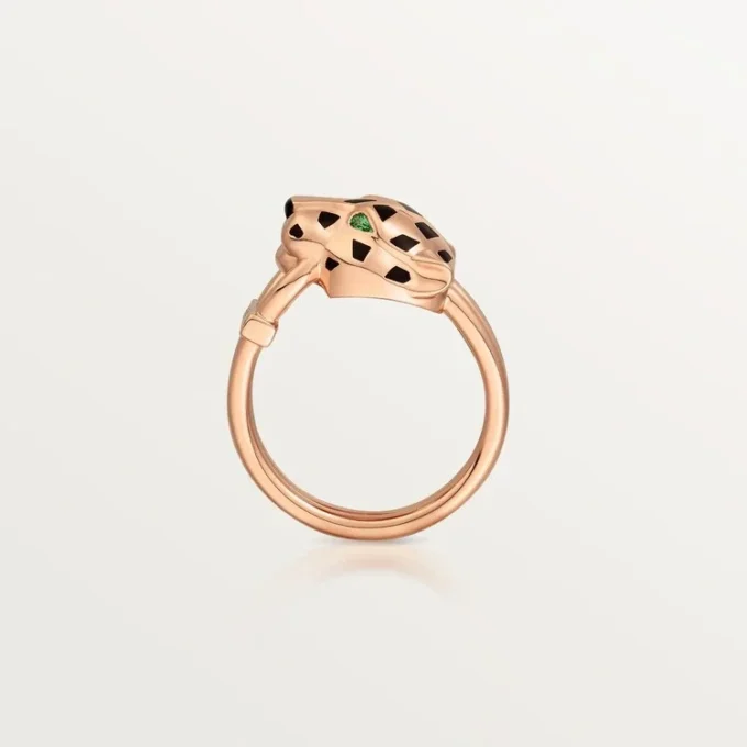 Panthere De Cartier-ring – rosa guld, tsavoritgranater, onyx, svart lack, diamanter – Cartier Panthere De Cartier-ring – rosa guld, tsavoritgranater, onyx, svart lack, diamanter – Cartier