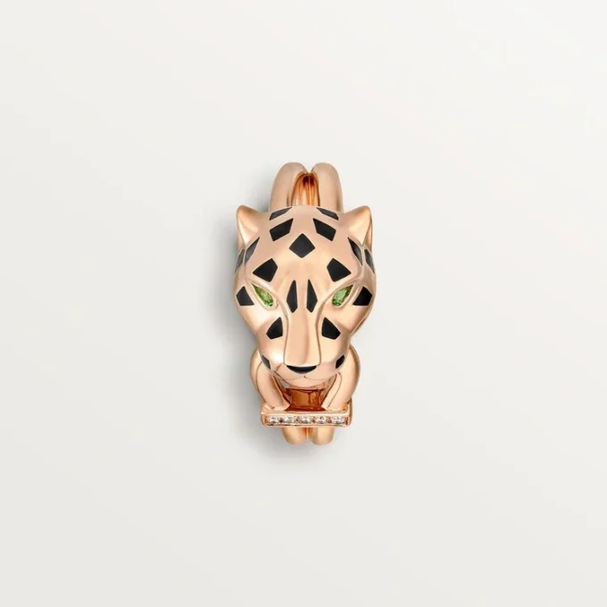 Panthere De Cartier-ring – rosa guld, tsavoritgranater, onyx, svart lack, diamanter – Cartier Panthere De Cartier-ring – rosa guld, tsavoritgranater, onyx, svart lack, diamanter – Cartier