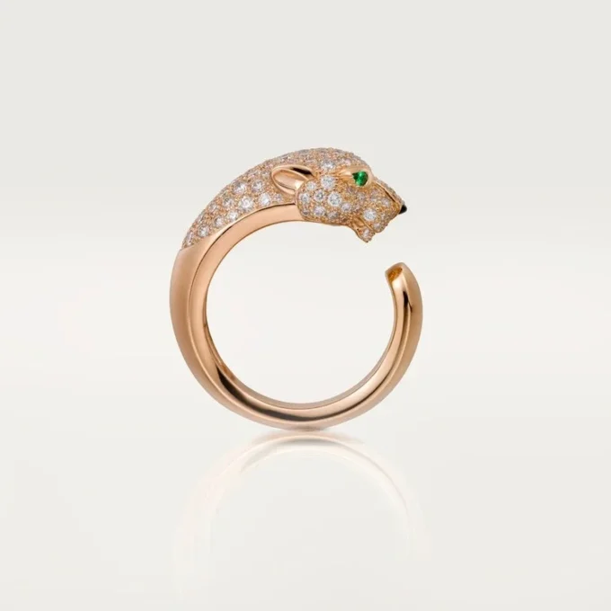 Panthere De Cartier-ring – Roséguld, diamanter, smaragder, onyx – Cartier