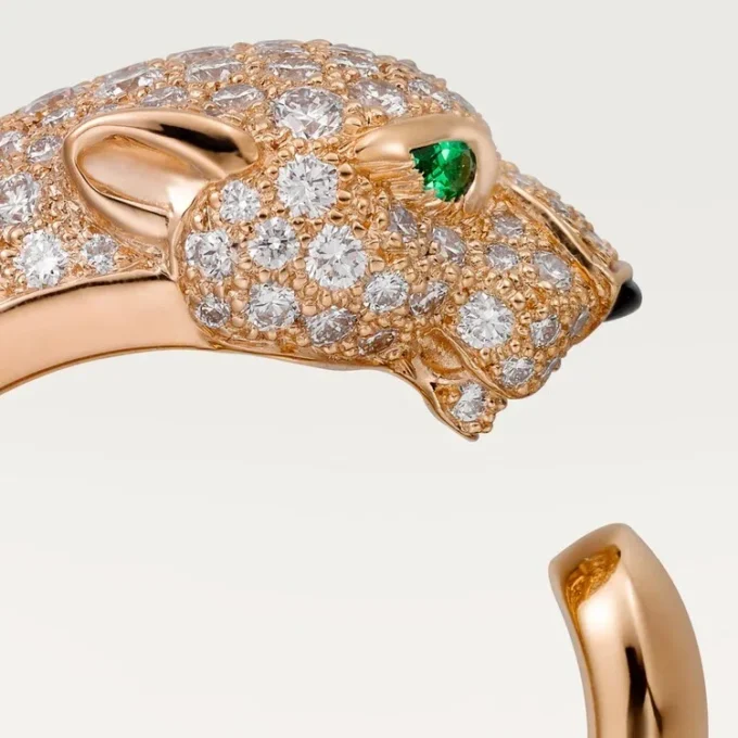 Panthere De Cartier-ring – Roséguld, diamanter, smaragder, onyx – Cartier