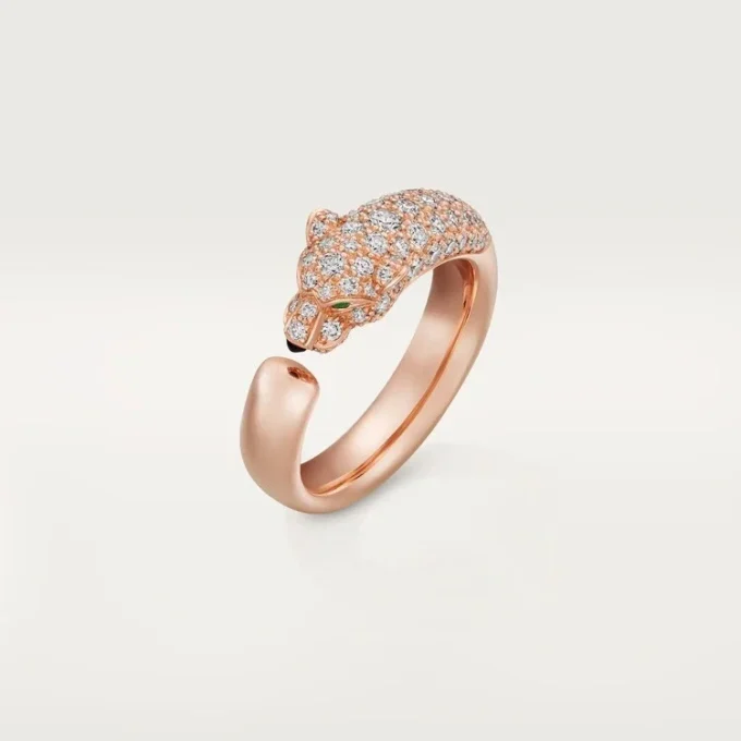 Panthere De Cartier-ring – roséguld, onyx, smaragder, diamanter – Cartier