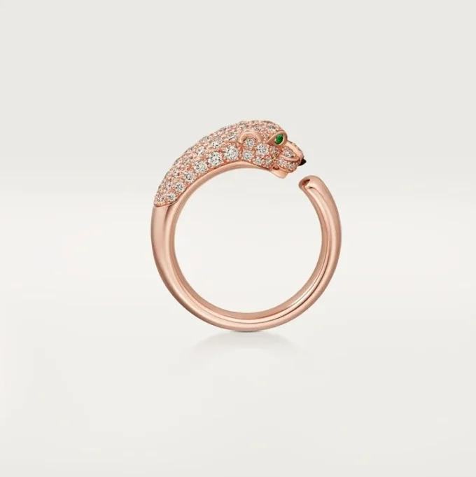 Panthere De Cartier-ring – roséguld, onyx, smaragder, diamanter – Cartier
