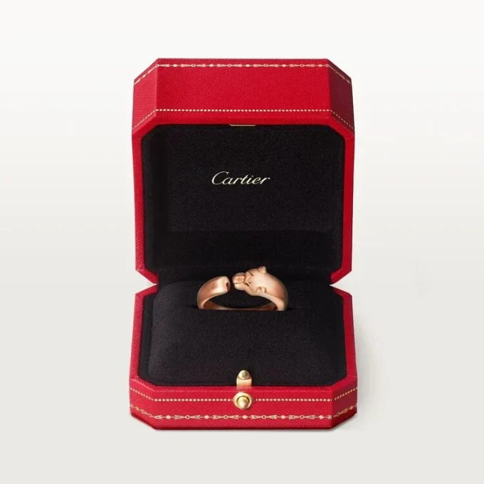 Panthere De Cartier-ring – Roséguld, tsavoritgranater, onyx – Cartier