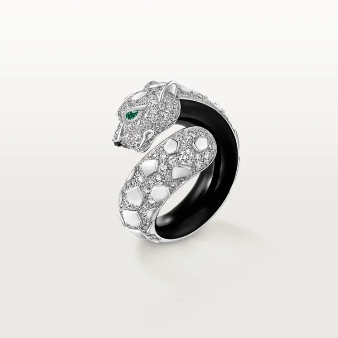 Panthere De Cartier-ring, svart lack, pavé Panthere De Cartier-ring, svart lack, pavé