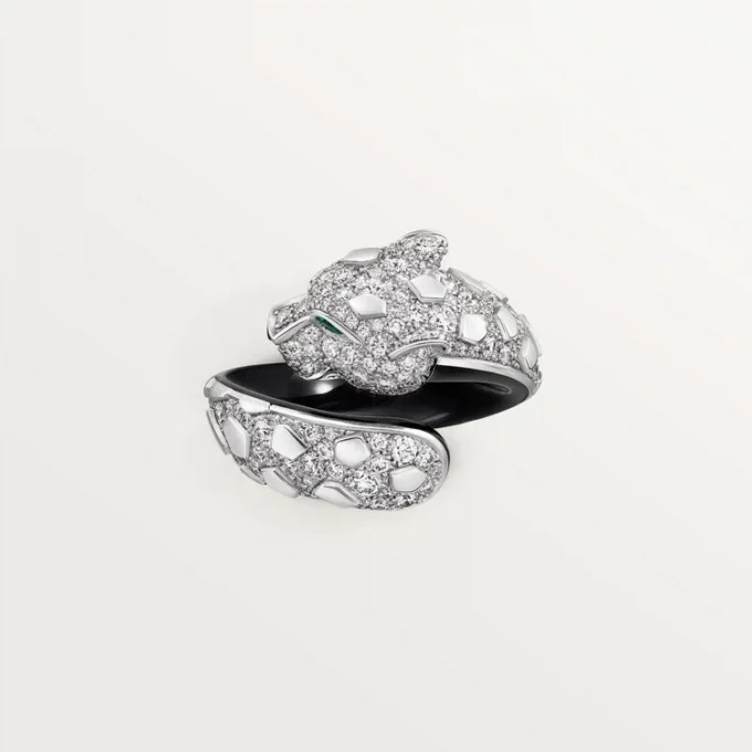 Panthere De Cartier-ring, svart lack, pavé Panthere De Cartier-ring, svart lack, pavé