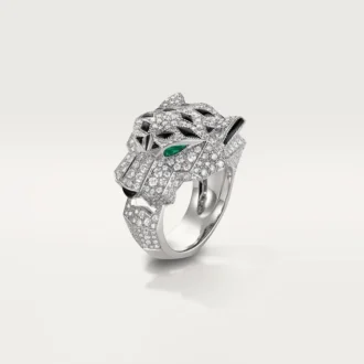 Panthere De Cartier-ring – vitguld, diamanter, smaragder, onyx – Cartier Panthere De Cartier-ring – vitguld, diamanter, smaragder, onyx – Cartier