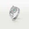 Panthere De Cartier-ring – vitguld, diamanter, smaragder, onyx – Cartier