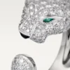 Panthere De Cartier-ring – vitguld, diamanter, smaragder, onyx – Cartier