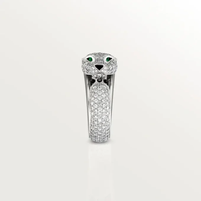 Panthere De Cartier-ring – vitguld, diamanter, smaragder, onyx – Cartier
