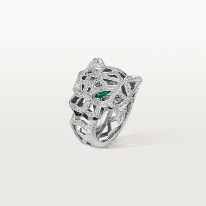 Panthere De Cartier-ring – vitguld, onyx, smaragder, diamanter – Cartier