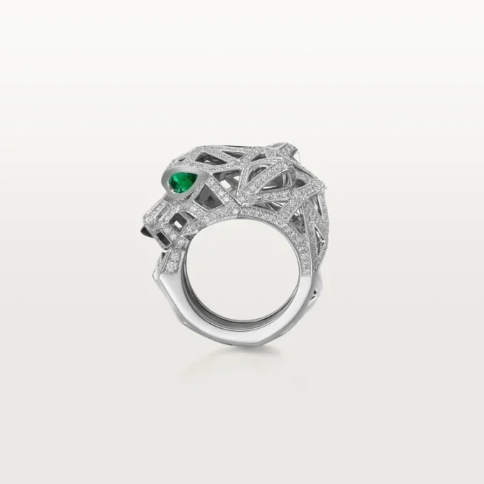 Panthere De Cartier-ring – vitguld, onyx, smaragder, diamanter – Cartier