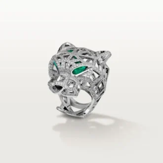Panthere De Cartier-ring – vitguld, smaragder, onyx, diamanter – Cartier Panthere De Cartier-ring – vitguld, smaragder, onyx, diamanter – Cartier