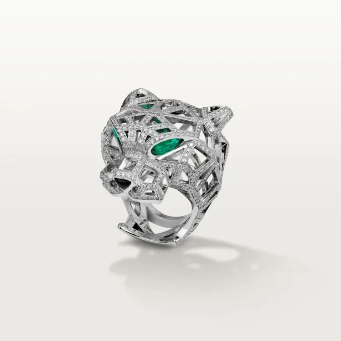Panthere De Cartier-ring – vitguld, smaragder, onyx, diamanter – Cartier