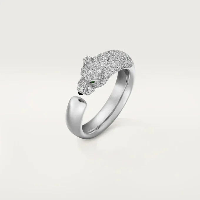 Panthere De Cartier-ring – vitguld, smaragder, onyx, diamanter – Cartier