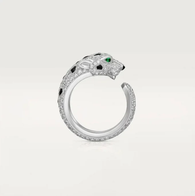 Panthere De Cartier-ring – vitguld, smaragder, onyx, diamanter – Cartier