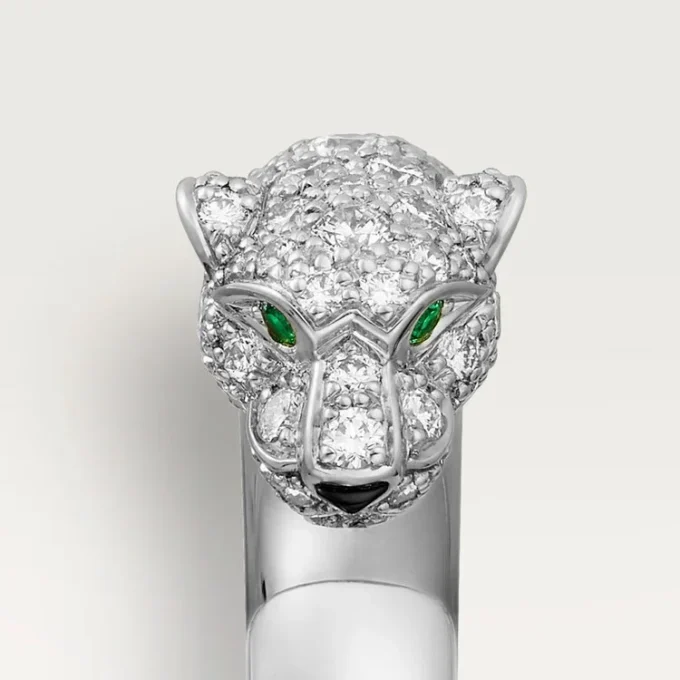 Panthere De Cartier-ring – vitguld, smaragder, onyx, diamanter – Cartier