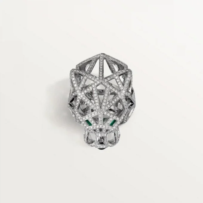 Panthere De Cartier-ring – vitguld, smaragder, onyx, diamanter – Cartier
