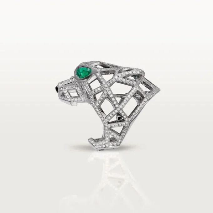 Panthere De Cartier-ring – vitguld, smaragder, onyx, diamanter – Cartier