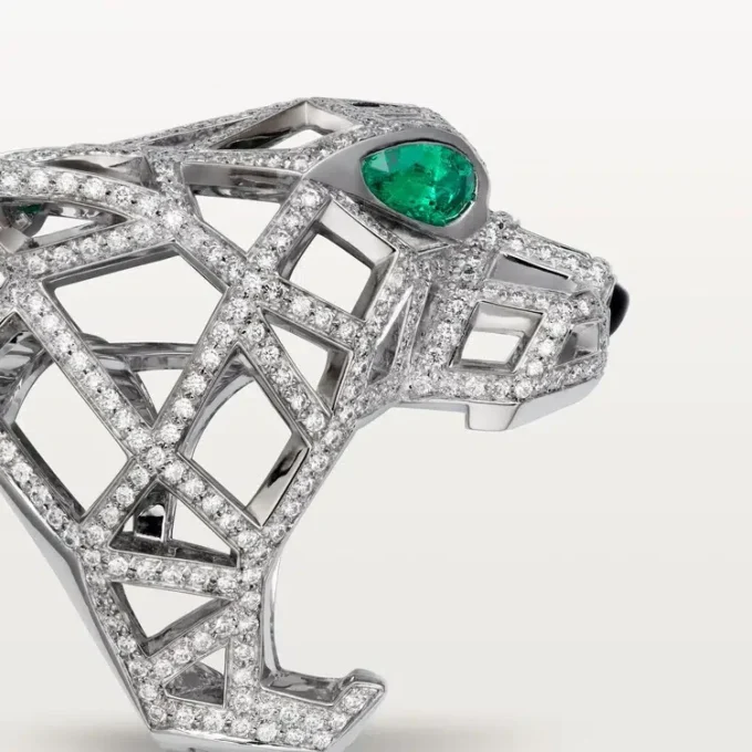 Panthere De Cartier-ring – vitguld, smaragder, onyx, diamanter – Cartier