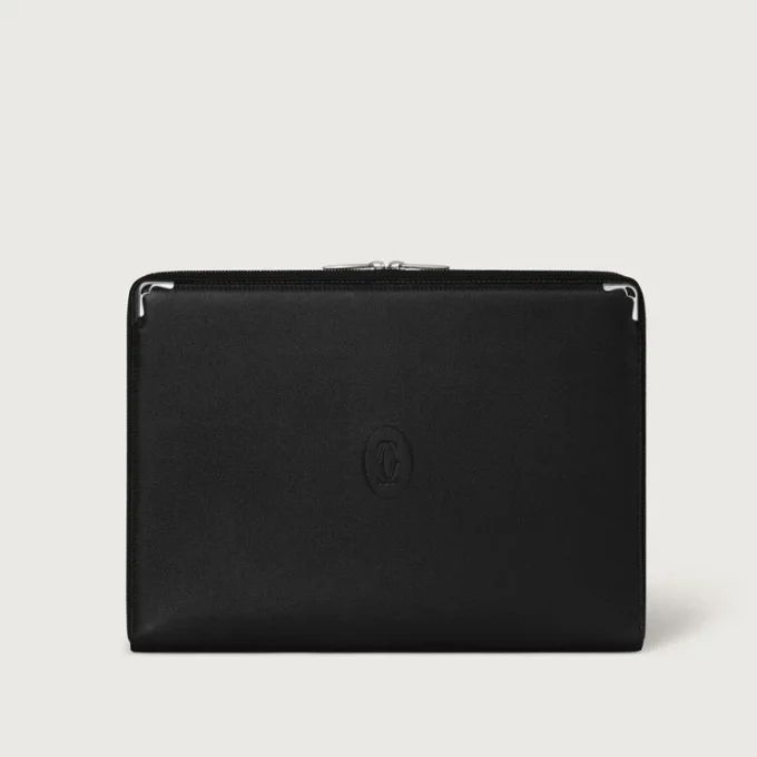 Portfölj, Must De Cartier – svart kalvskinn, palladiumfinish – Cartier Portfölj, Must De Cartier – svart kalvskinn, palladiumfinish – Cartier