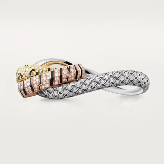 Trinity-ring för två fingrar, lackerad, pavé Trinity-ring för två fingrar, lackerad, pavé